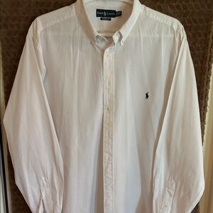 Ralph Lauren White Button-Down Dress Shirt with Navy Pony